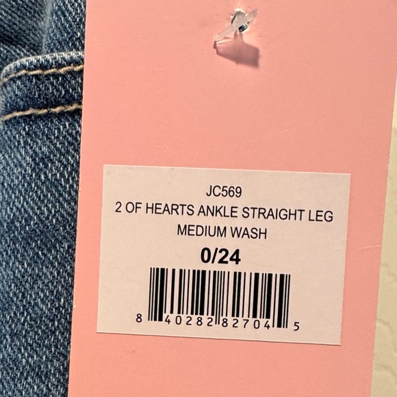 Juicy Couture 2 of Hearts Ankle Straight Leg Medium Wash Jeans 0/24 NWT - Picture 8 of 12